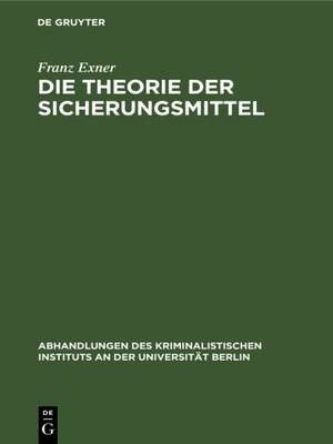 cover image of Die Theorie der Sicherungsmittel